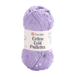 Пряжа для вязания YARNART "COTTON GOLD PAILLETTES" (№7116) Сиреневый/пайетки серебро