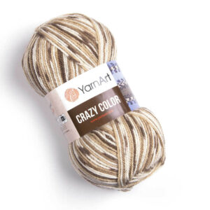 Пряжа для вязания YARNART “CRAZY COLOR” (№110) Коричневый / беж / серый / белый