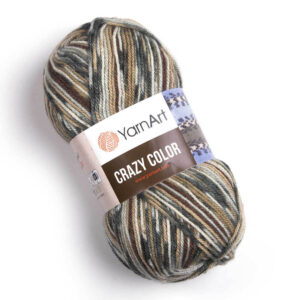 Пряжа для вязания YARNART “CRAZY COLOR” (№158) Хаки/коричневый/беж/серый