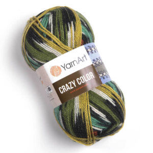 Пряжа для вязания YARNART “CRAZY COLOR” (№163) Хаки/бирюзовый/желтый/серый