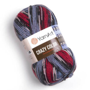 Пряжа для вязания YARNART “CRAZY COLOR” (№164) Голубой/красный/черный