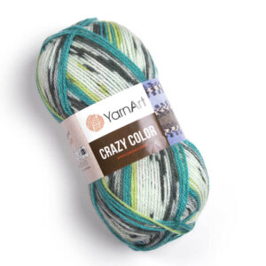 Пряжа для вязания YARNART “CRAZY COLOR” (№166) Изумрудный/зеленый/мята/черный