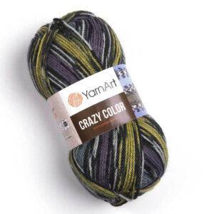 Пряжа для вязания YARNART “CRAZY COLOR” (№170) Фиолетовый/голубой/беж/серый