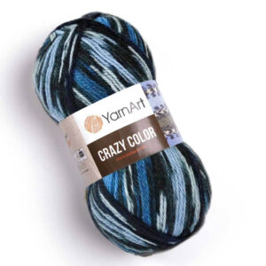 Пряжа для вязания YARNART “CRAZY COLOR” (№174) Черный/серый/синий