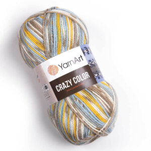 Пряжа для вязания YARNART “CRAZY COLOR” (№180) Коричневый/желтый/белый