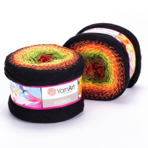 Пряжа для вязания YARNART "FLOWERS" (№267) Черный/оранжевый/желтый/зеленый/красный