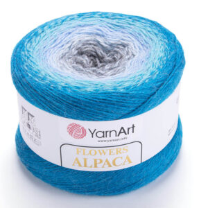 Пряжа для вязания YARNART "FLOWERS ALPACA" (№429) Т.бирюза/св.бирюза/голубой/белый/серый
