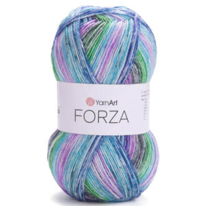 Пряжа для вязания YARNART "FORZA" (№2607) Серый/синий/бирюза/зеленый/розовый/белый