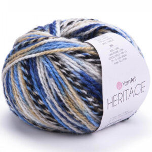 Пряжа для вязания YARNART "HERITAGE" (№332) Черный/белый/беж/синий