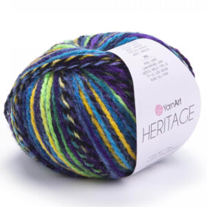 Пряжа для вязания YARNART "HERITAGE" (№334) Черный/фиолетовый/голубой/салат/желтый