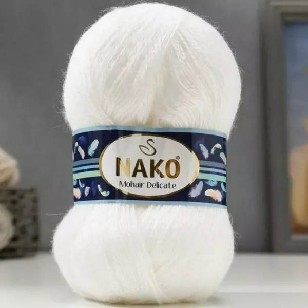 Пряжа для вязания NAKO "MOHAIR DELICATE" (№6101 (208)) Белый