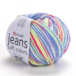 Пряжа для вязания YARNART "JEANS SOFT COLORS" (№6207) Гиацинт/сиреневый/коралловый/лимон/белый