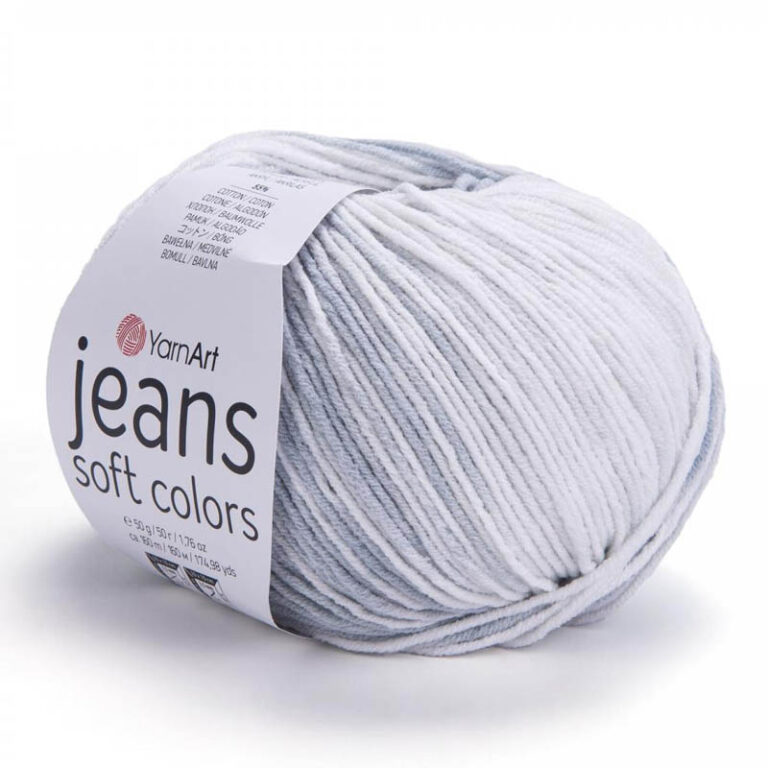 Пряжа для вязания YARNART "JEANS SOFT COLORS" (№6208) Серый/светло-серый/белый