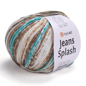 Пряжа для вязания YARNART "JEANS SPLASH" (№951) Коричневый/бирюзовый/беж/белый