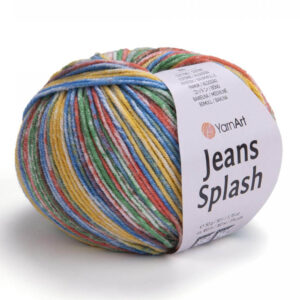 Пряжа для вязания YARNART "JEANS SPLASH" (№952) Горчица/зеленый/т.голубой/коралл/белый