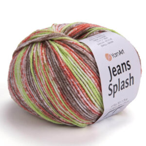 Пряжа для вязания YARNART "JEANS SPLASH" (№955) Коричневый/коралл/салат/белый