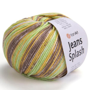 Пряжа для вязания YARNART "JEANS SPLASH" (№958) Коричневый/желтый/св.салат/белый