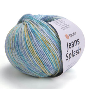 Пряжа для вязания YARNART "JEANS SPLASH" (№959) Голубой/бирюзовый/охра/салат/белый