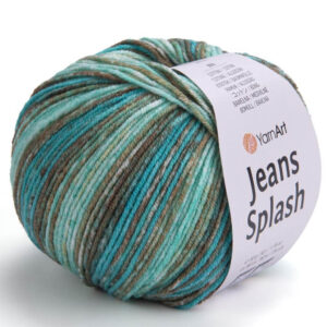 Пряжа для вязания YARNART "JEANS SPLASH" (№961) Коричневый/мох/петроль/мята