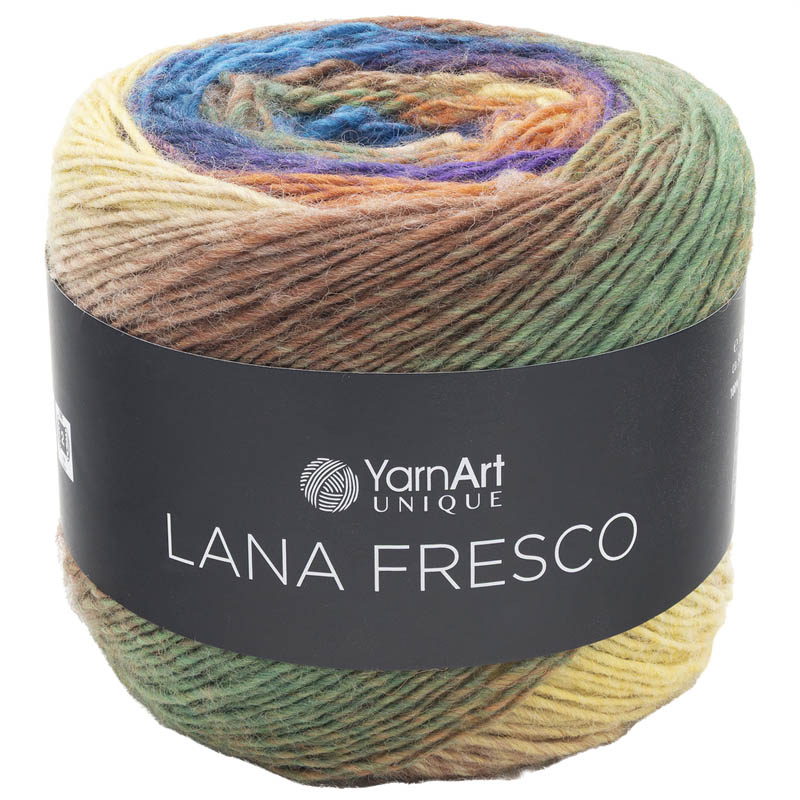 Пряжа для вязания YARNART "LANA FRESCO" (№8107) Зеленый/бирюза/оранжевый
