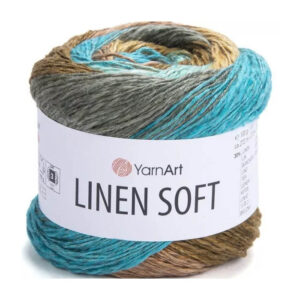 Пряжа для вязания YARNART "LINEN SOFT" (№7409) Бирюзовый/коричневый/мята