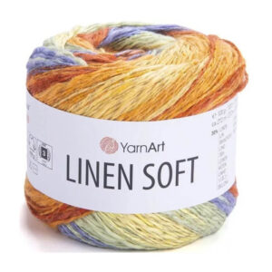 Пряжа для вязания YARNART "LINEN SOFT" (№7412) Салат/оранж/синий
