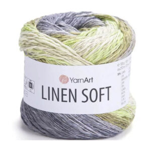 Пряжа для вязания YARNART "LINEN SOFT" (№7414) Серый/св.салат/хаки