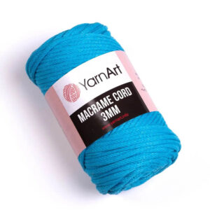 Пряжа для плетения YARNART "MACRAME CORD 3MM" (№763) Св.бирюза