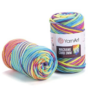 YARNART "MACRAME CORD 3MM VR" (Ярнарт Макраме Корд 3 мм цветная) – шнур для вязания