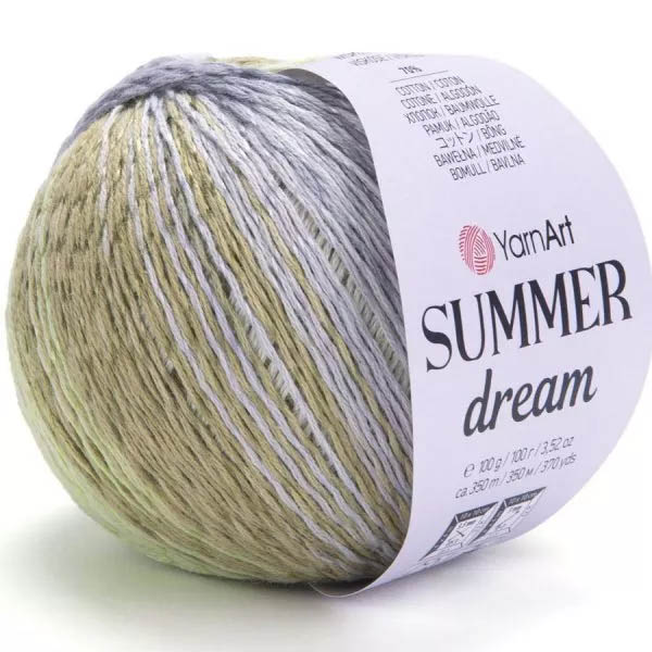 Пряжа для вязания YARNART "SUMMER DREAM" (№4303) Серый/зеленый