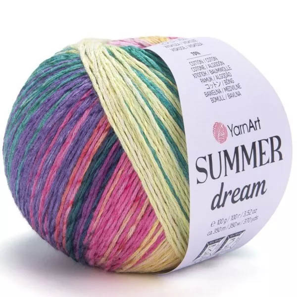 Пряжа для вязания YARNART "SUMMER DREAM" (№4305) Роз/желт/зел