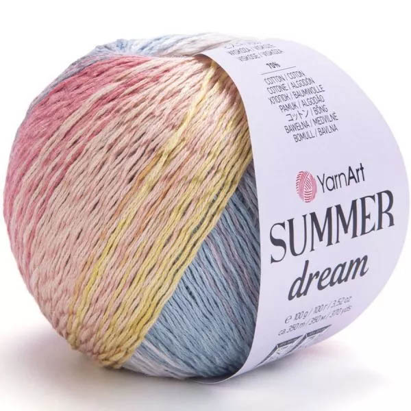 Пряжа для вязания YARNART "SUMMER DREAM" (№4307) Бл.розовый/коралл/бирюза