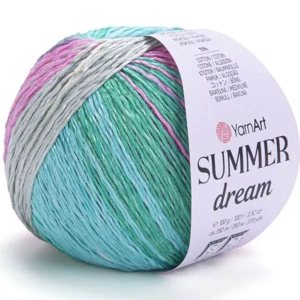 Пряжа для вязания YARNART "SUMMER DREAM" (№4309) Зеленый/бирюза/св.желтый