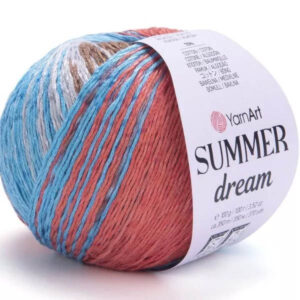 Пряжа для вязания YARNART "SUMMER DREAM" (№4311) Коричневый/бирюза/коралл