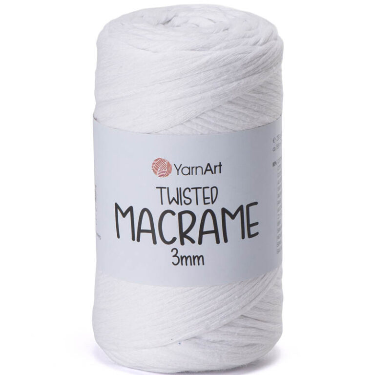 Пряжа для вязания YARNART "TWISTED MACRAME 3 mm" (№751) Белый