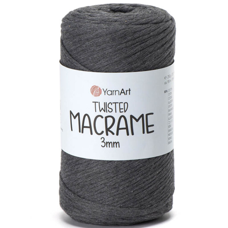 Пряжа для вязания YARNART "TWISTED MACRAME 3 mm" (№758) Темно-серый