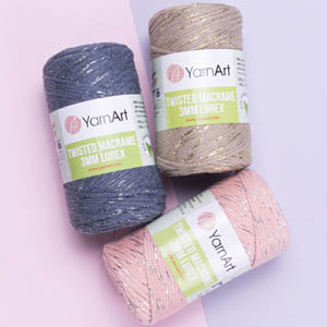 YARNART "TWISTED MACRAME 3MM LUREX" (Ярнарт Твистед Макраме 3 мм Люрекс) – пряжа для вязания