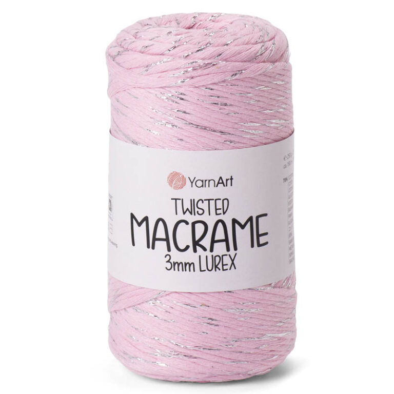 Пряжа для вязания YARNART "TWISTED MACRAME 3 MM LUREX" (№762) Розовый