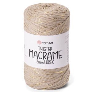 Пряжа для вязания YARNART "TWISTED MACRAME 3 MM LUREX" (№768) Кофе с Молоком