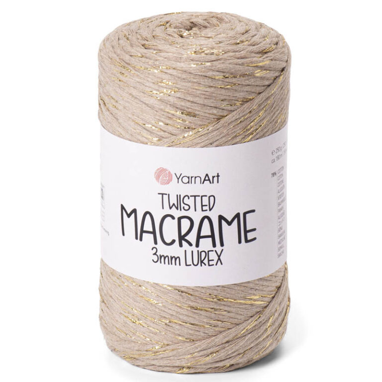 Пряжа для вязания YARNART "TWISTED MACRAME 3 MM LUREX" (№768) Кофе с Молоком