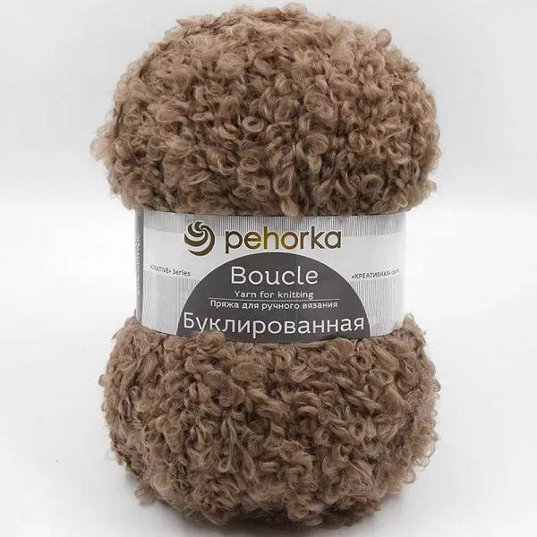Пряжа для вязания ПЕХОРКА "БУКЛИРОВАННАЯ" (№377) Кофейный