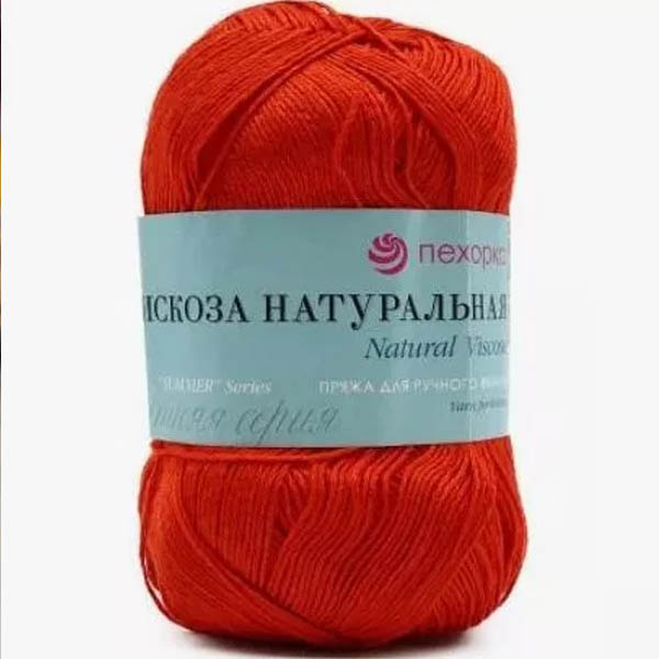 Пряжа для вязания ПЕХОРКА "ВИСКОЗА НАТУРАЛЬНАЯ" (№88) Красный мак