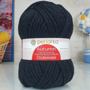 Пряжа для вязания ПЕХОРКА "ОСЕННЯЯ" (№02) Черный