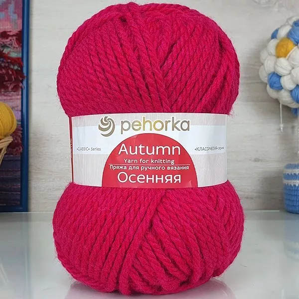 Пряжа для вязания ПЕХОРКА "ОСЕННЯЯ" (№439) Малиновый