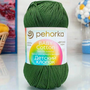 Пряжа для вязания ПЕХОРКА "ДЕТСКИЙ ХЛОПОК" (№13) Т.олива