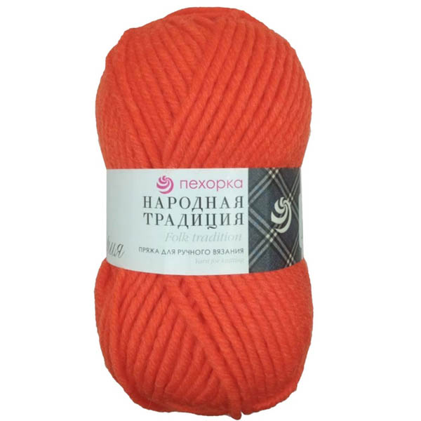 Пряжа для вязания ПЕХОРКА "НАРОДНАЯ" (№396) Настурция